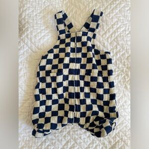 Hanna Andersson baby boy checkered overalls 0-3M